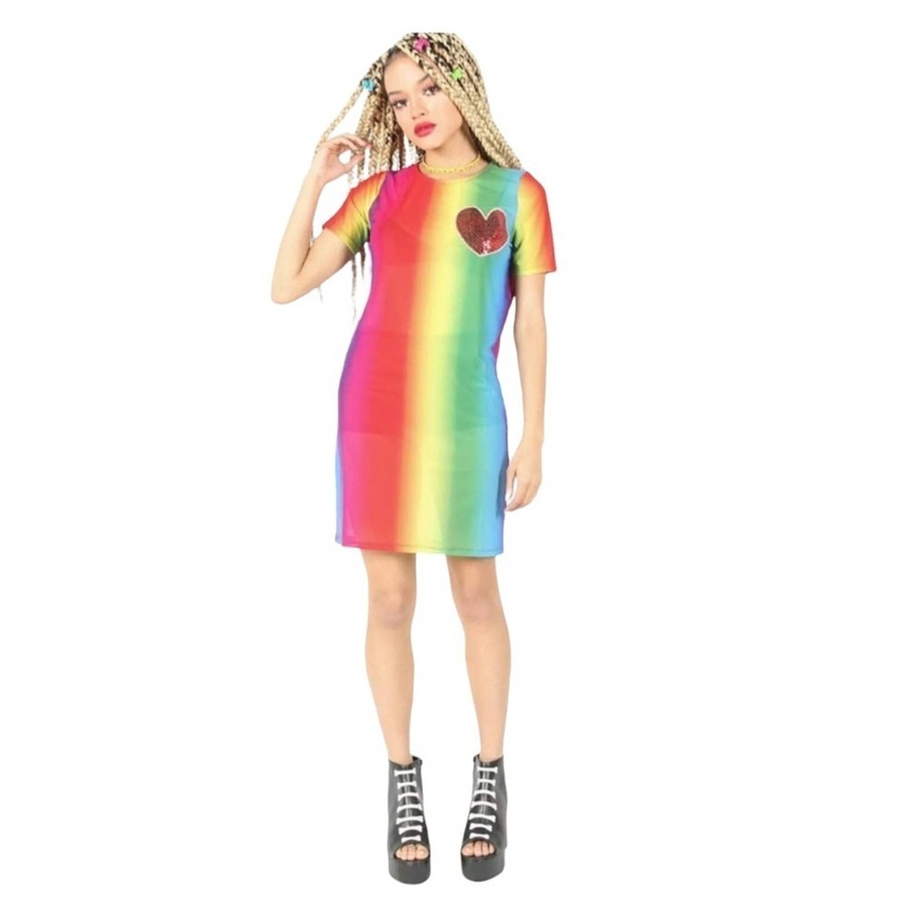 Iron Fist Rainbow Somewhere Mesh Dress Size Medium